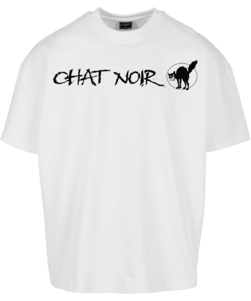 WHITE t-shirt CHAT NOIR