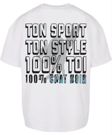 T-shirt Oversize 100% Chat Noir Blanc ( FR)